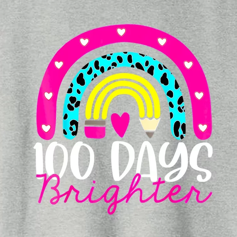 100 Days Brighter Teacher Student 100 Days Of School Rainbow Cute Gift Women's Crop Top Tee