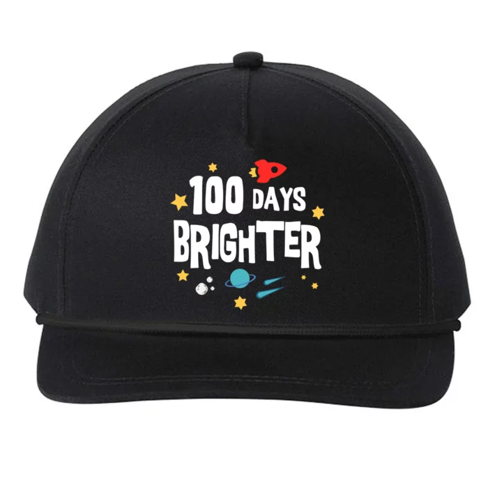 100 Days Brighter 100 Days Of School Teacher Gift Snapback Five-Panel Rope Hat