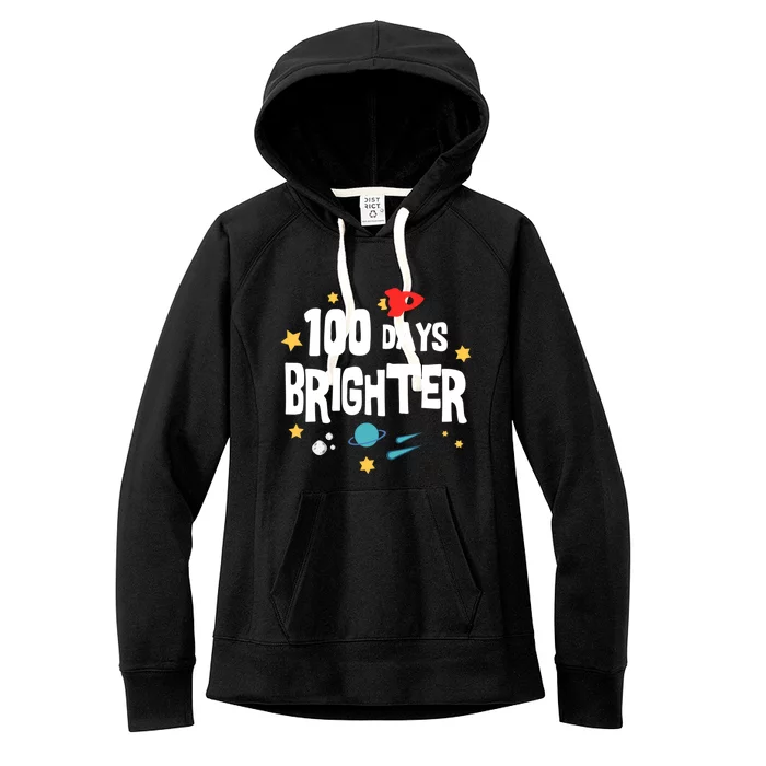 100 Days Brighter 100 Days Of School Teacher Gift Women's Fleece Hoodie