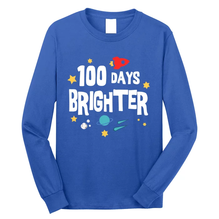 100 Days Brighter 100 Days Of School Teacher Gift Long Sleeve Shirt