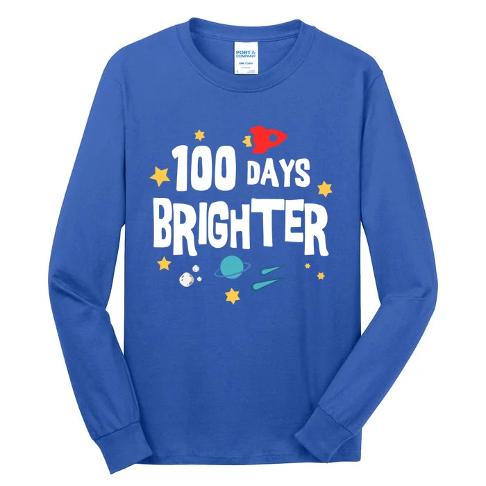 100 Days Brighter 100 Days Of School Teacher Gift Tall Long Sleeve T-Shirt