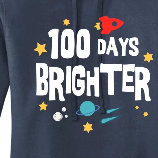 100 Days Brighter 100 Days Of School Teacher Gift Women's Pullover Hoodie