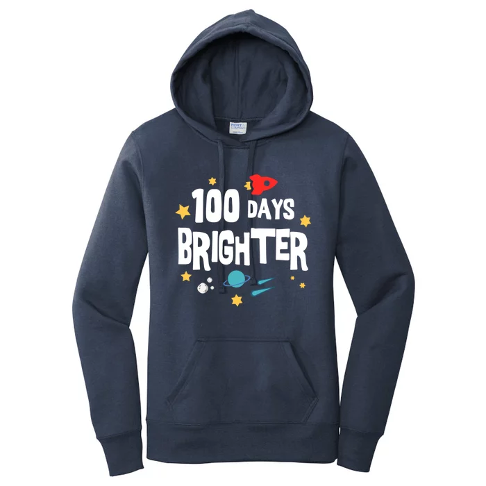 100 Days Brighter 100 Days Of School Teacher Gift Women's Pullover Hoodie