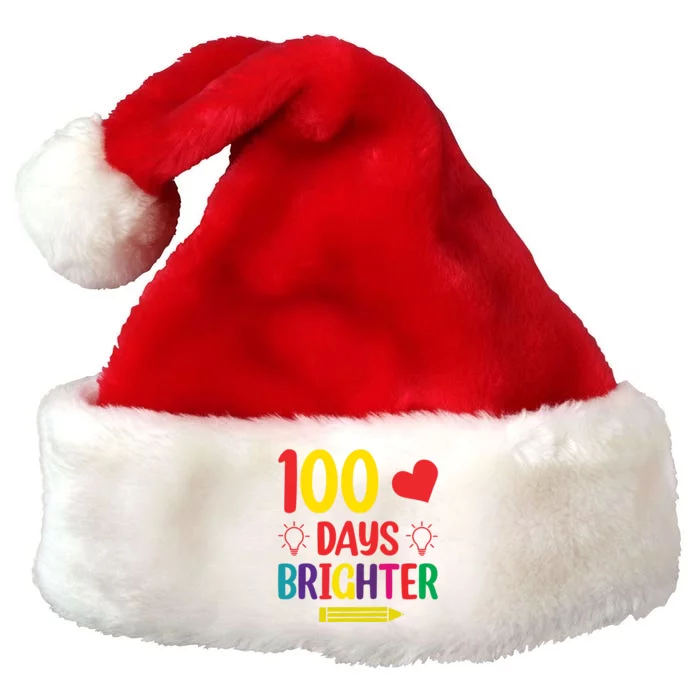 100 Days Brighter Teacher Student 100 Days Of School Premium Christmas Santa Hat