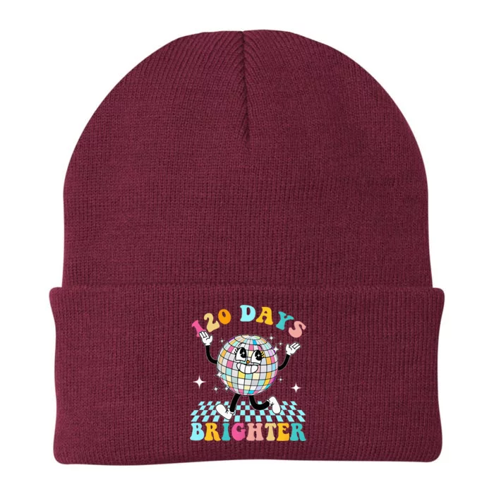 120 Days Brighter Happy 120th Day Of School Groovy Knit Cap Winter Beanie