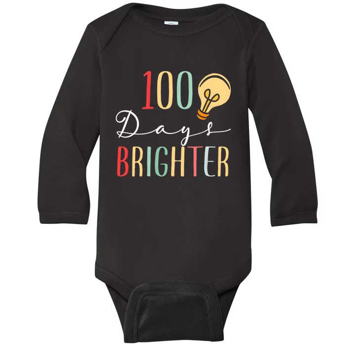 100 Days Brighter Funny Quarantine 2024 Teacher Baby Long Sleeve Bodysuit