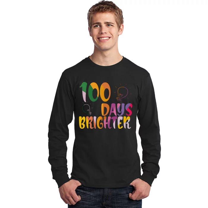 100 Days Brighter 100 Days Of School Teacher Long Sleeve Shirt