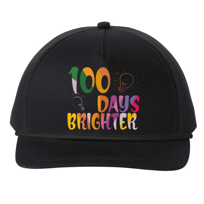 100 Days Brighter 100 Days Of School Teacher Snapback Five-Panel Rope Hat