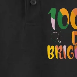 100 Days Brighter 100 Days Of School Teacher Dry Zone Grid Performance Polo