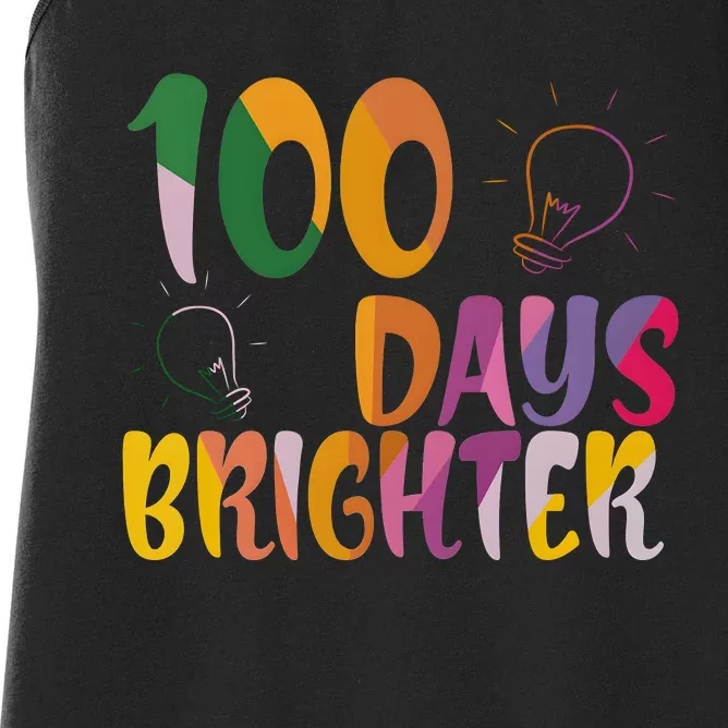 100 Days Brighter 100 Days Of School Teacher Women's Racerback Tank