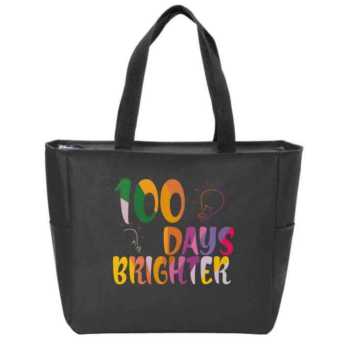 100 Days Brighter 100 Days Of School Teacher Zip Tote Bag