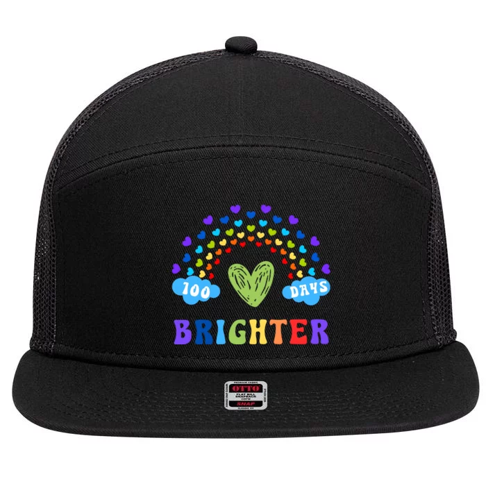 100 Days Brighter 100 Days Of School 7 Panel Mesh Trucker Snapback Hat