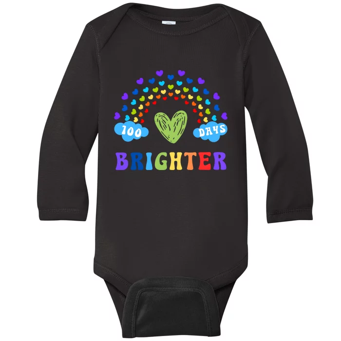 100 Days Brighter 100 Days Of School Baby Long Sleeve Bodysuit