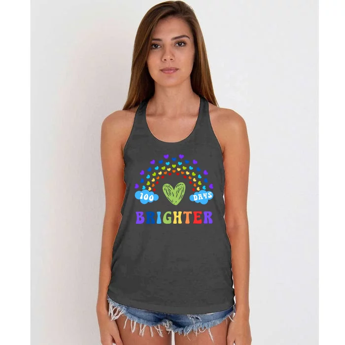 100 Days Brighter 100 Days Of School Women's Knotted Racerback Tank