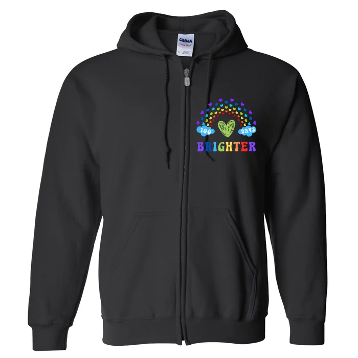 100 Days Brighter 100 Days Of School Full Zip Hoodie