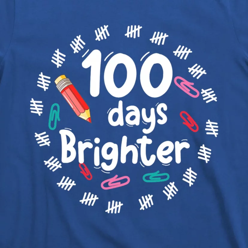 100 Days Brighter Funny Gift For Teachers 100 Days Smarter Gift T-Shirt