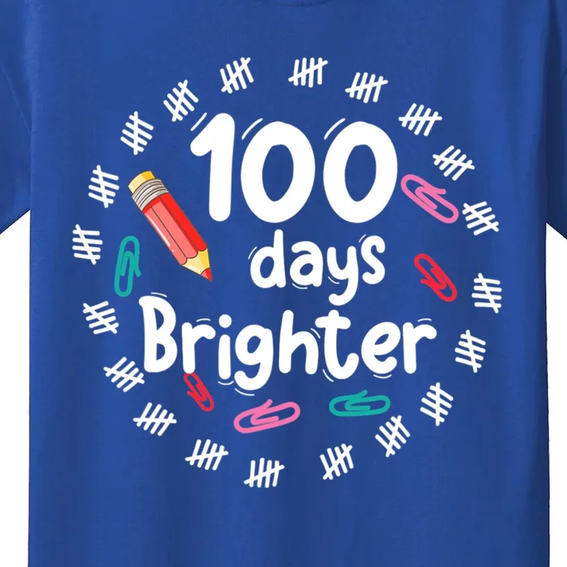 100 Days Brighter Funny Gift For Teachers 100 Days Smarter Gift Kids T-Shirt