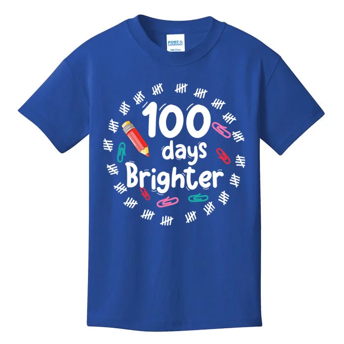 100 Days Brighter Funny Gift For Teachers 100 Days Smarter Gift Kids T-Shirt