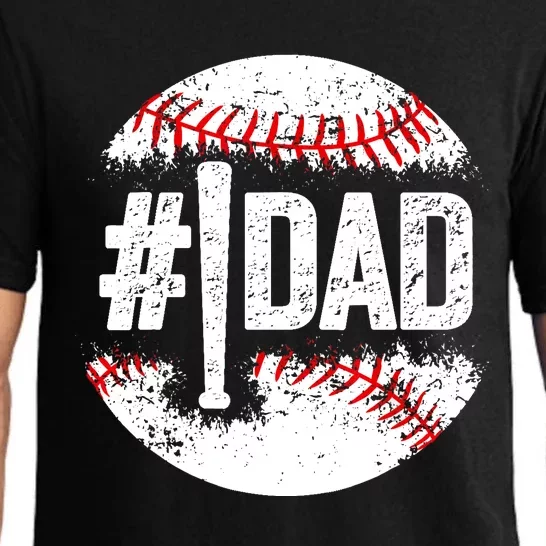 #1 Dad Baseball Number One Daddy Son Baseball Player Pajama Set