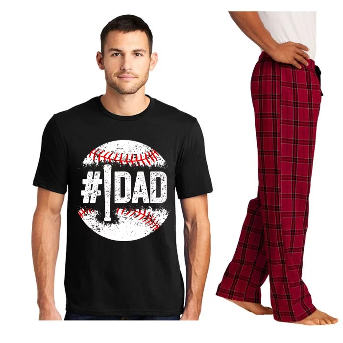 #1 Dad Baseball Number One Daddy Son Baseball Player Pajama Set