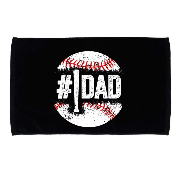 #1 Dad Baseball Number One Daddy Son Baseball Player Microfiber Hand Towel