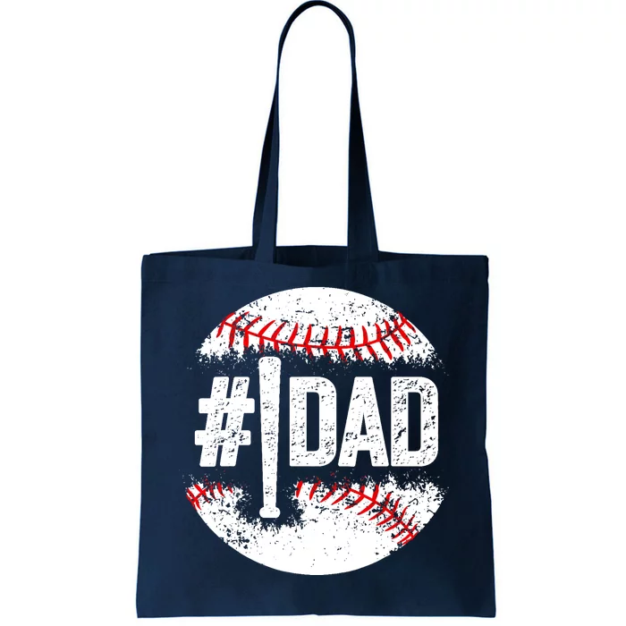 #1 Dad Baseball Number One Daddy Son Baseball Player Tote Bag