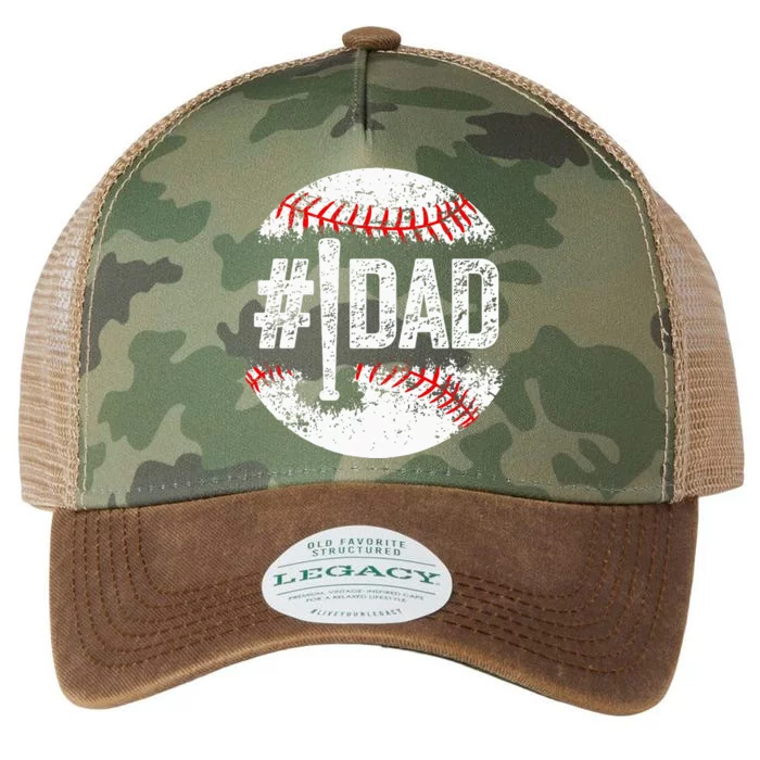 1 Dad Baseball Number One Daddy Son Baseball Player Legacy Tie Dye Trucker Hat