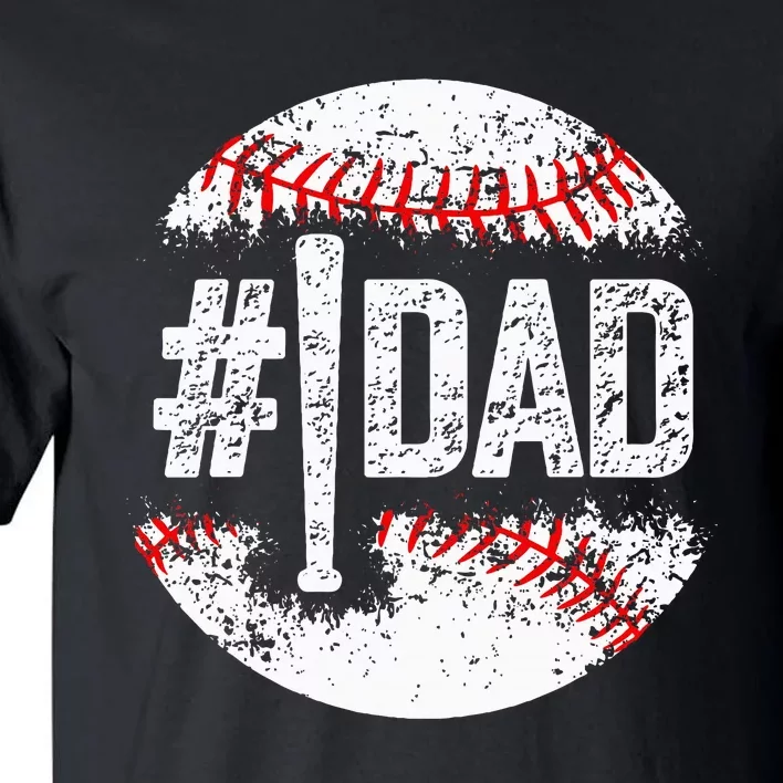 1 Dad Baseball Number One Daddy Son Baseball Player Tall T-Shirt