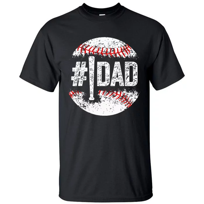 1 Dad Baseball Number One Daddy Son Baseball Player Tall T-Shirt