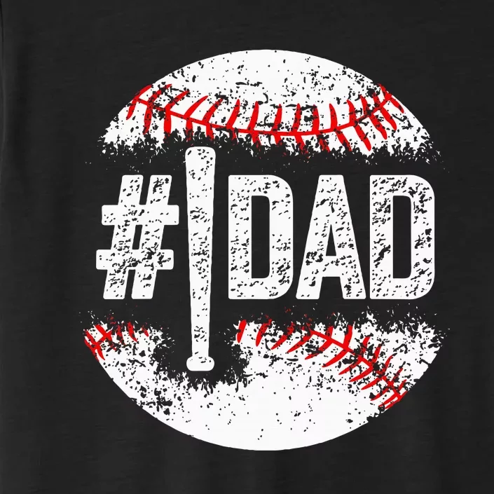 1 Dad Baseball Number One Daddy Son Baseball Player ChromaSoft Performance T-Shirt