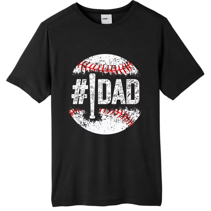 1 Dad Baseball Number One Daddy Son Baseball Player ChromaSoft Performance T-Shirt