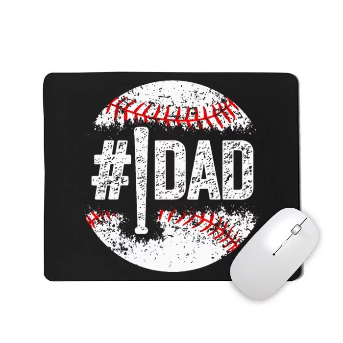 1 Dad Baseball Number One Daddy Son Baseball Player Mousepad