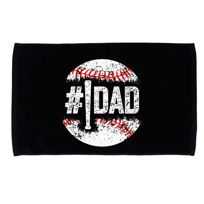 1 Dad Baseball Number One Daddy Son Baseball Player Microfiber Hand Towel