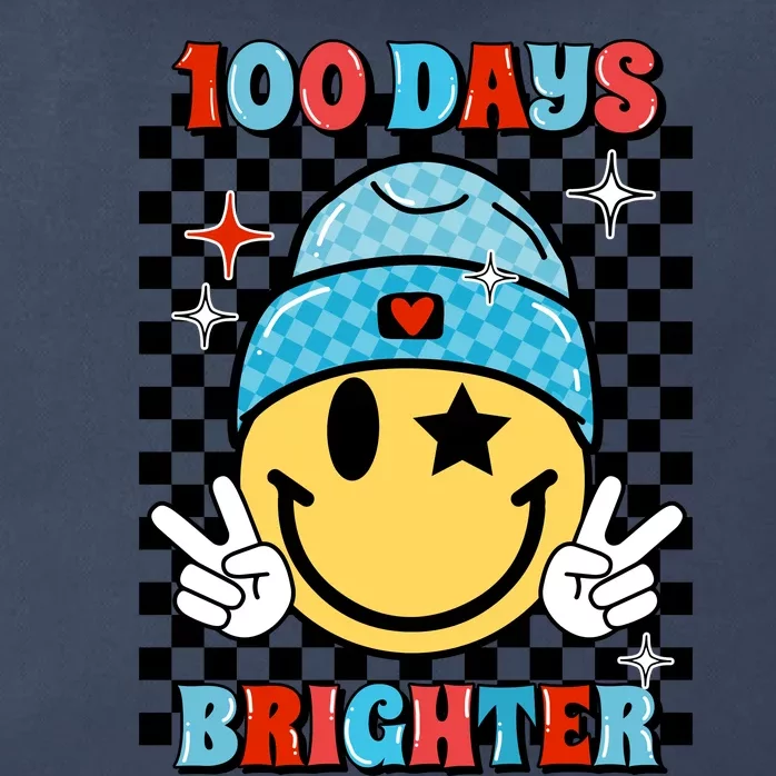 100 Days Brighter Retro Groovy Smile Teacher Gift Zip Tote Bag