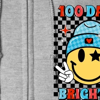 100 Days Brighter Retro Groovy Smile Teacher Gift Full Zip Hoodie