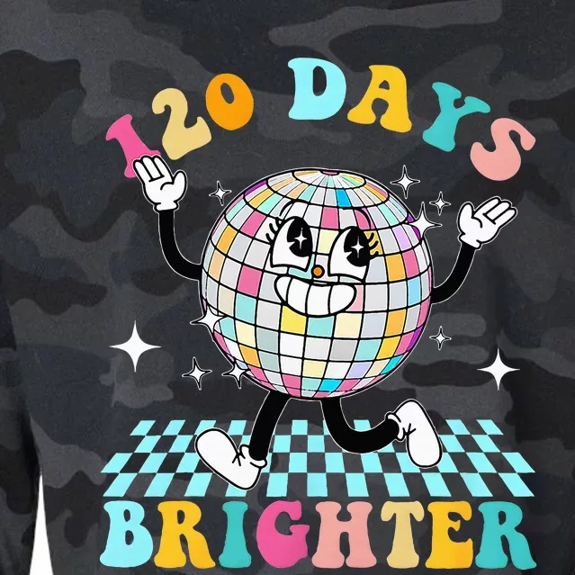 120 Days Brighter Happy 120th Day Of School Groovy Cropped Pullover Crew