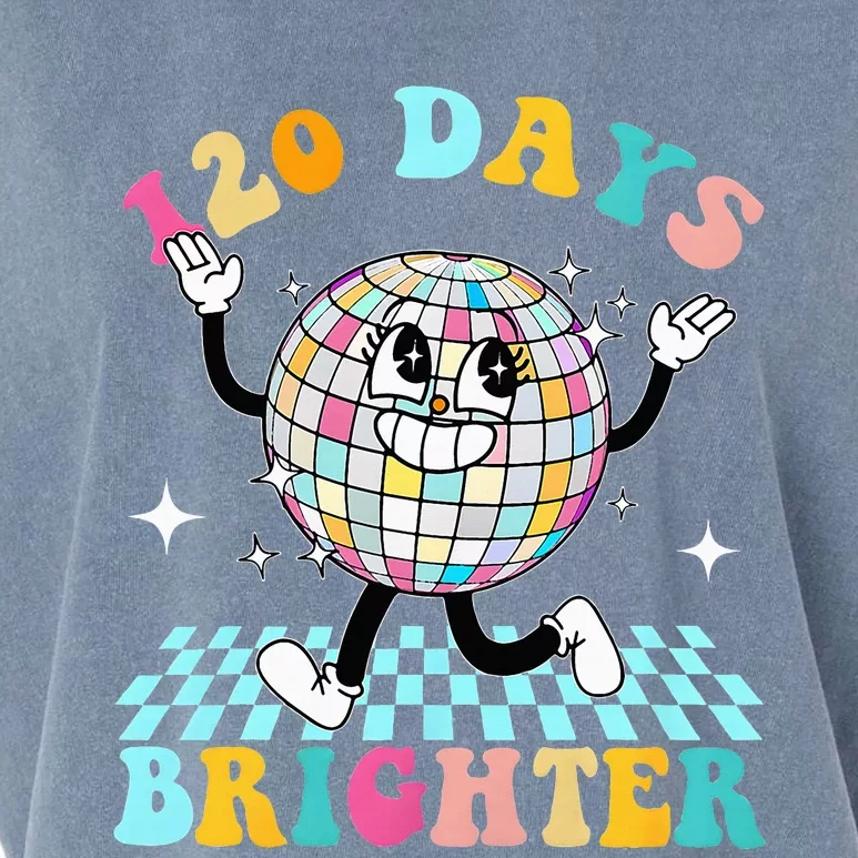 120 Days Brighter Happy 120th Day Of School Groovy Garment-Dyed Women's Muscle Tee