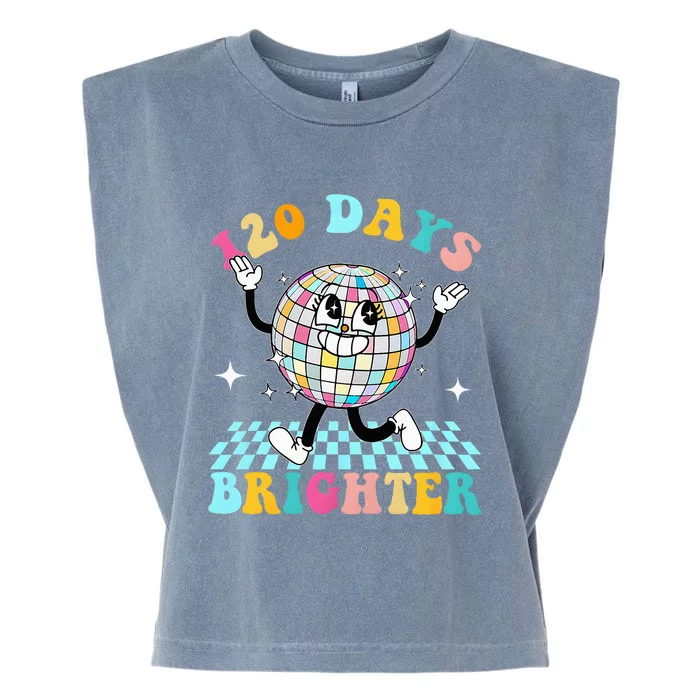 120 Days Brighter Happy 120th Day Of School Groovy Garment-Dyed Women's Muscle Tee