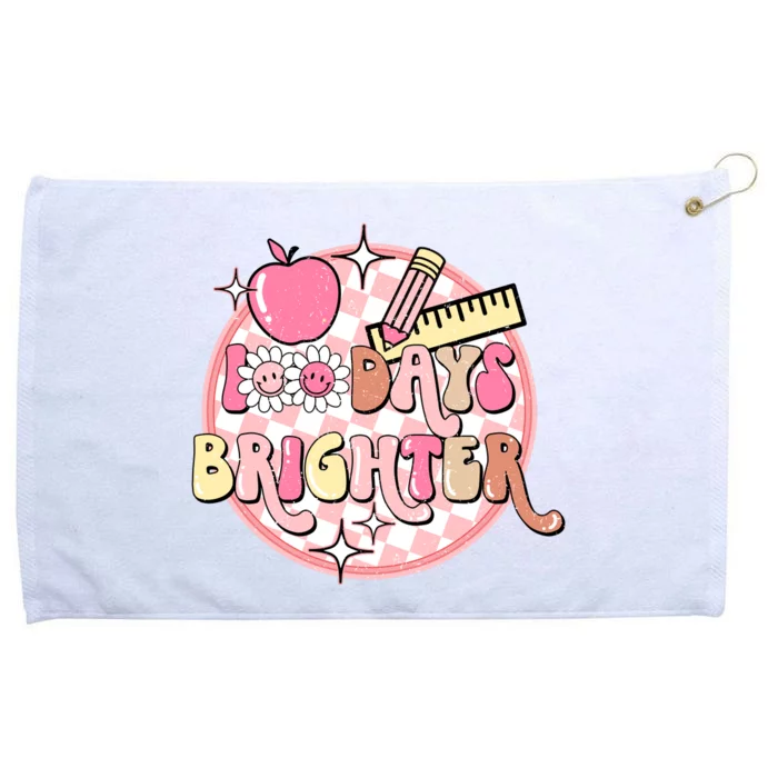 100 Days Brighter Teacher Gift 100 Days Of School Grommeted Golf Towel