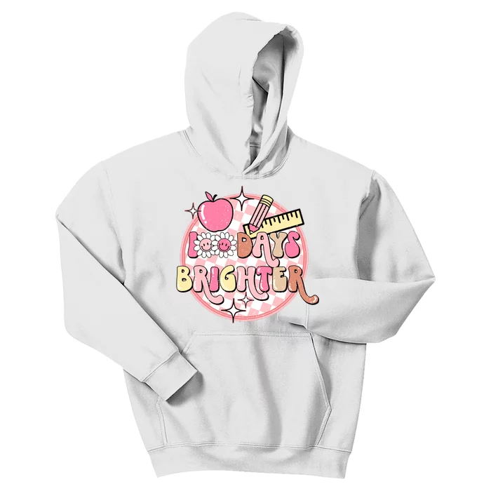 100 Days Brighter Teacher Gift 100 Days Of School Kids Hoodie