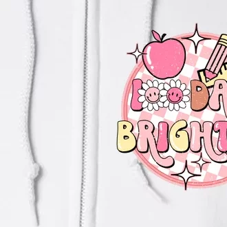 100 Days Brighter Teacher Gift 100 Days Of School Full Zip Hoodie