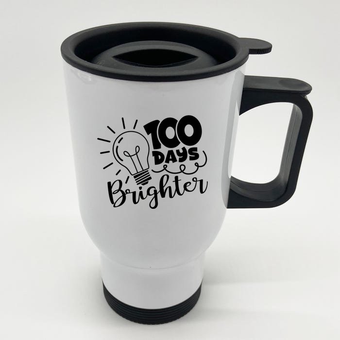 100 Days Brighter 100th Day Of Kindergarten School Cute Gift Front & Back Stainless Steel Travel Mug