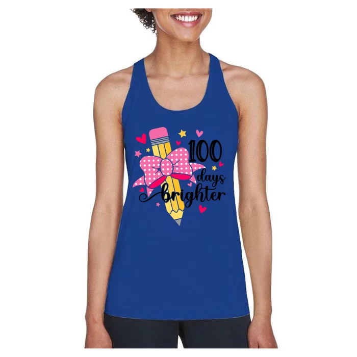 100 Days Brighter 100th Day Of School Cute Student Gift Women's Racerback Tank