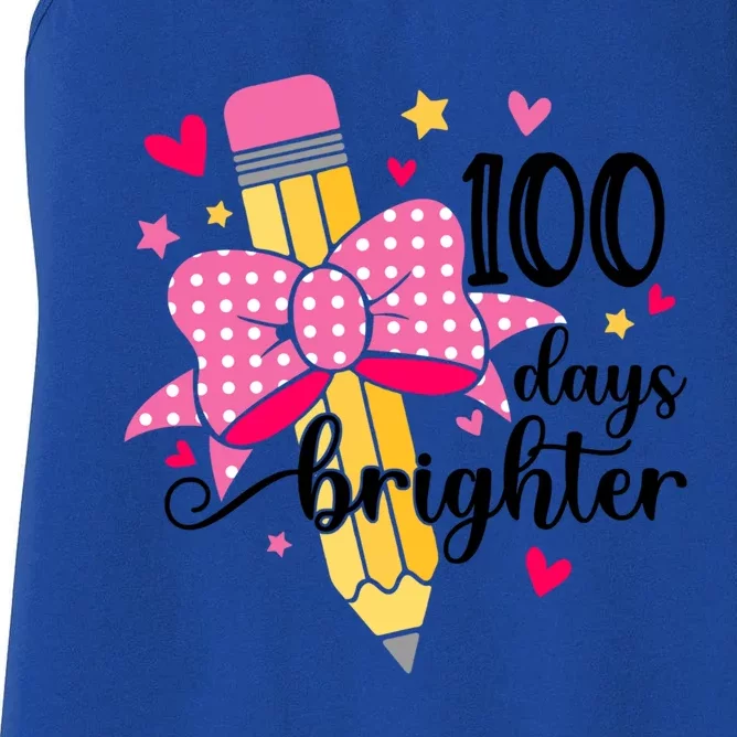 100 Days Brighter 100th Day Of School Cute Student Gift Women's Racerback Tank