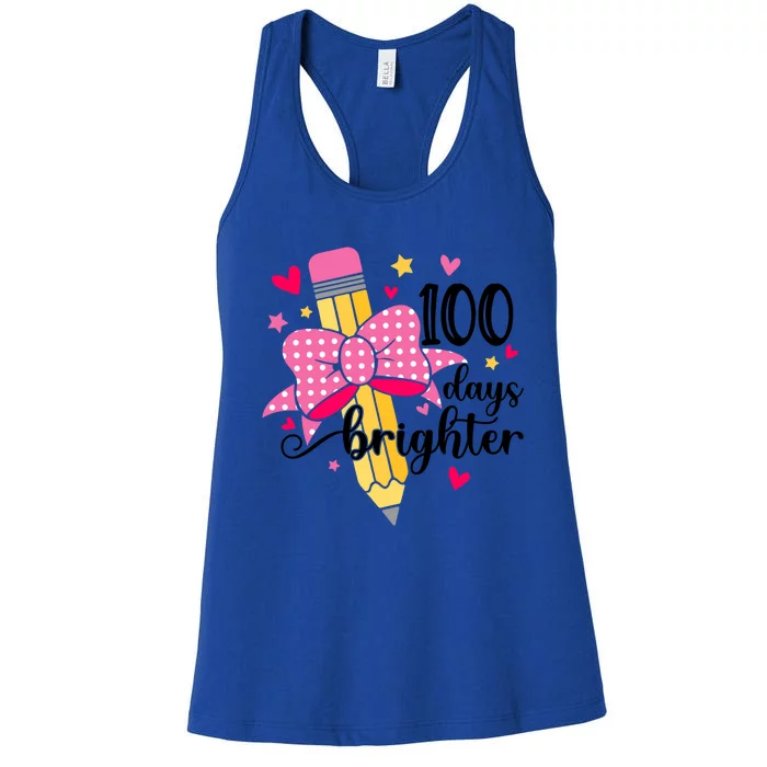 100 Days Brighter 100th Day Of School Cute Student Gift Women's Racerback Tank