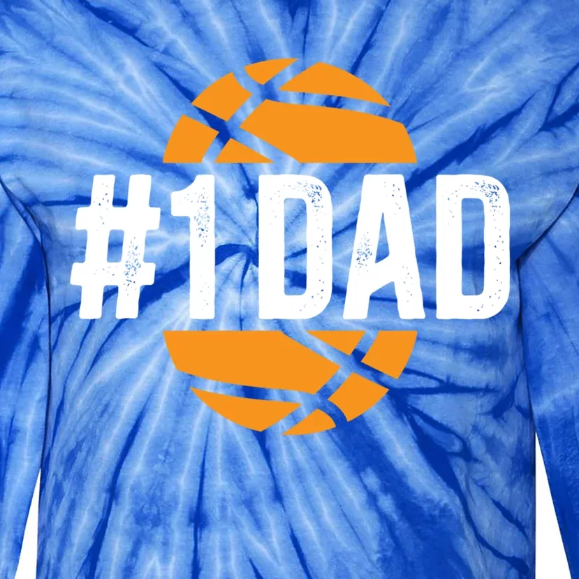 #1 Dad Basketball Dad Of A Basketball Player Father Gift Tie-Dye Long Sleeve Shirt