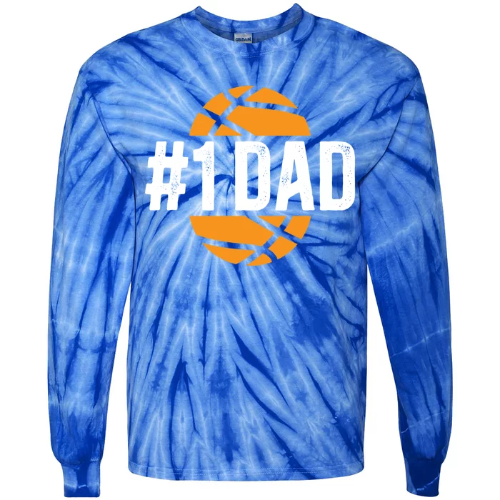 #1 Dad Basketball Dad Of A Basketball Player Father Gift Tie-Dye Long Sleeve Shirt