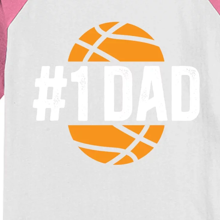 #1 Dad Basketball Dad Of A Basketball Player Father Gift Kids Colorblock Raglan Jersey