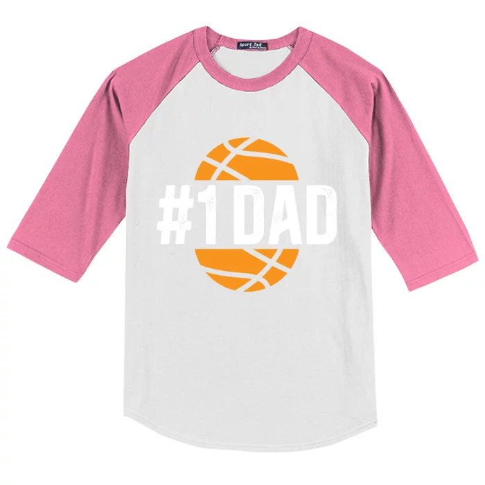 #1 Dad Basketball Dad Of A Basketball Player Father Gift Kids Colorblock Raglan Jersey