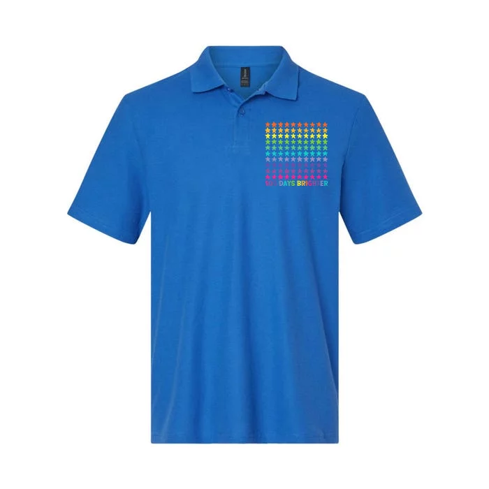 100 Days Brighter 100th Day Of School Or Kindergarten Gift Softstyle Adult Sport Polo